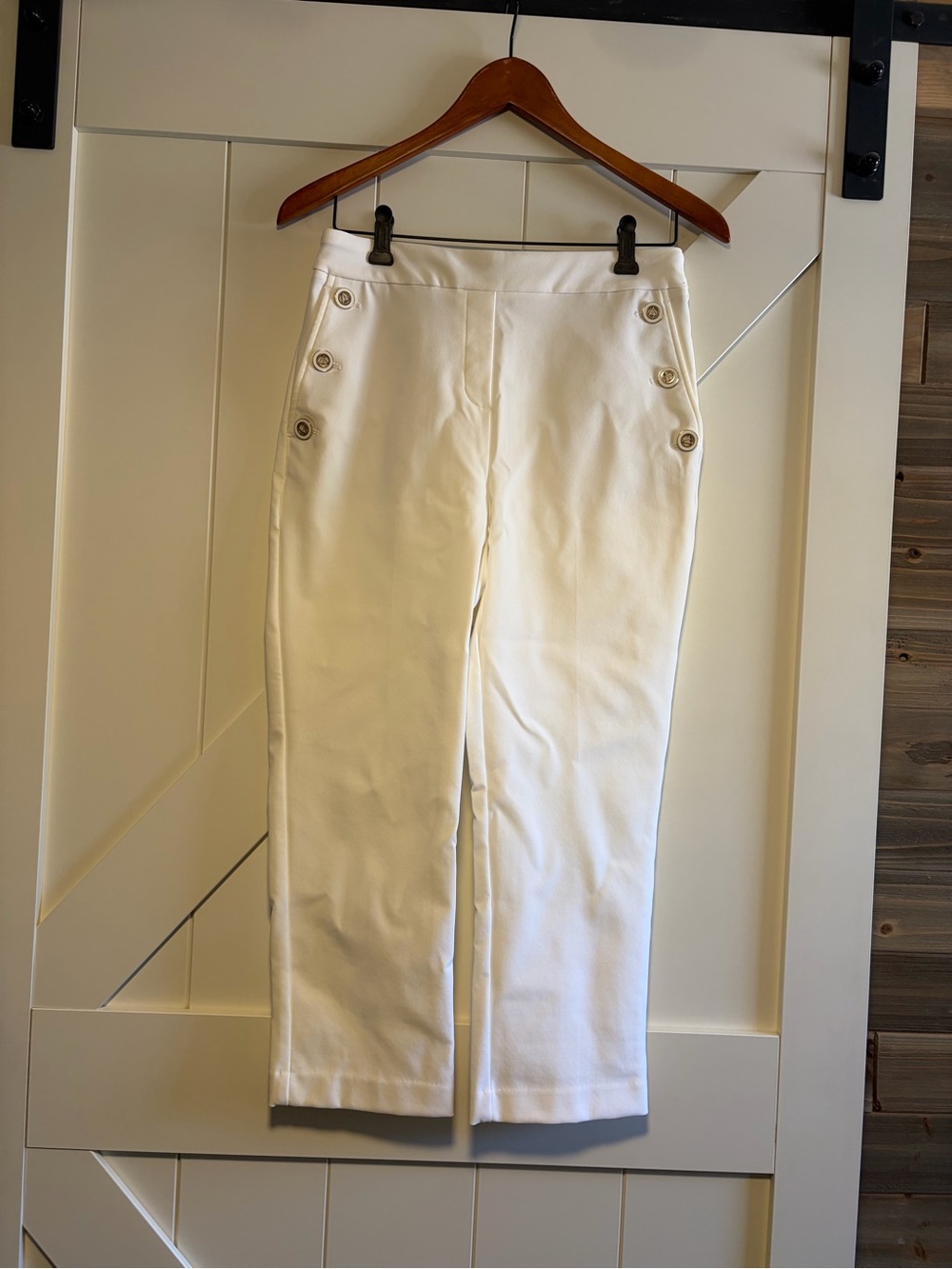 Rachel Zoe Ivory High-Rise Button Sailor Trousers